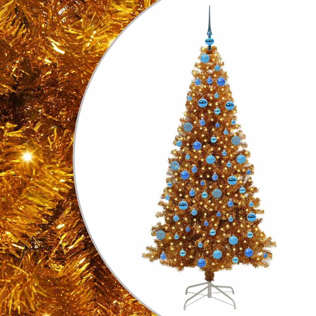 Christmas Tree with 300 LEDs with Stand Gold 180 cm PET