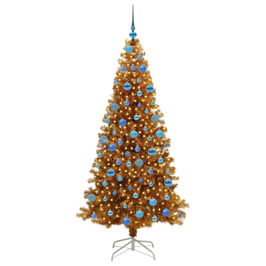 Christmas Tree with 300 LEDs with Stand Gold 180 cm PET