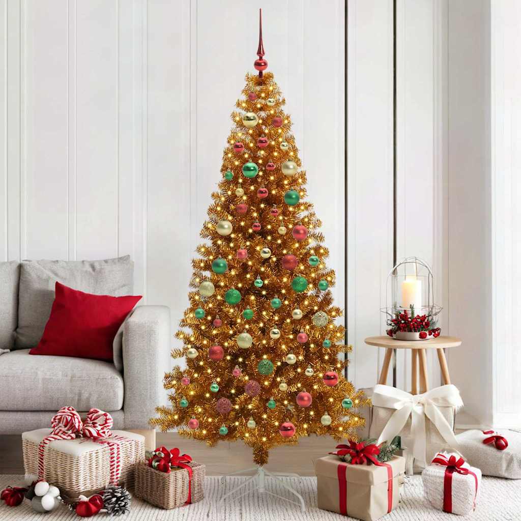 Christmas Tree with 300 LEDs with Stand Gold 180 cm PET