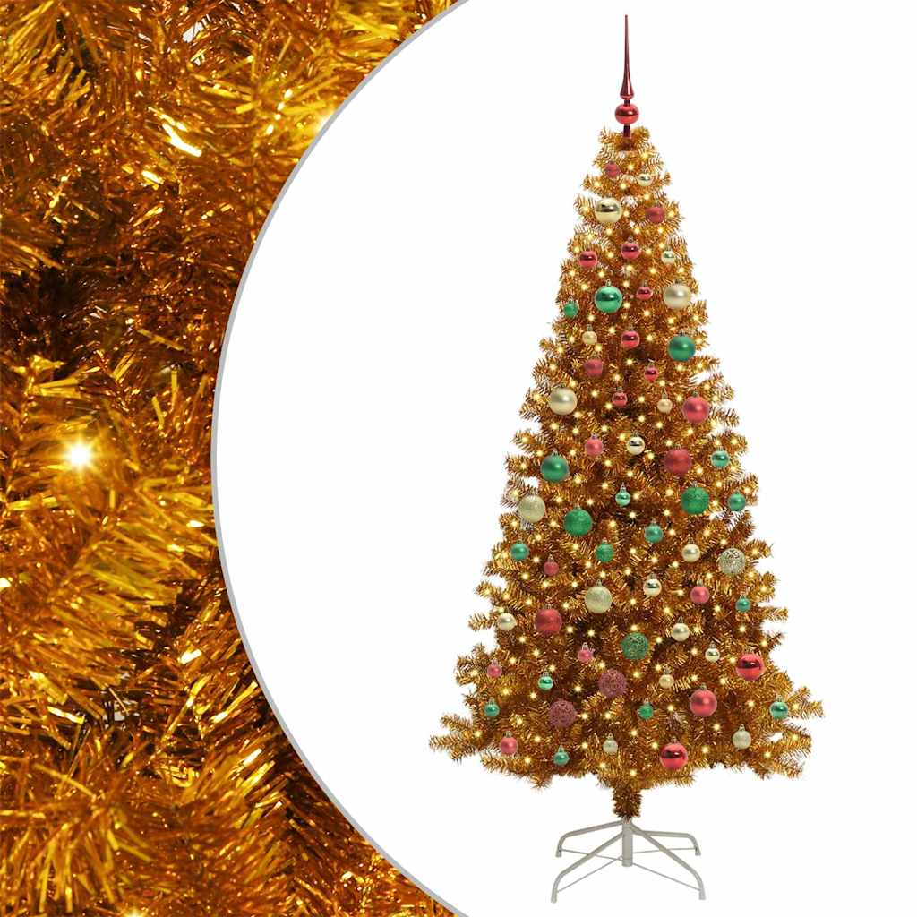 Christmas Tree with 300 LEDs with Stand Gold 180 cm PET