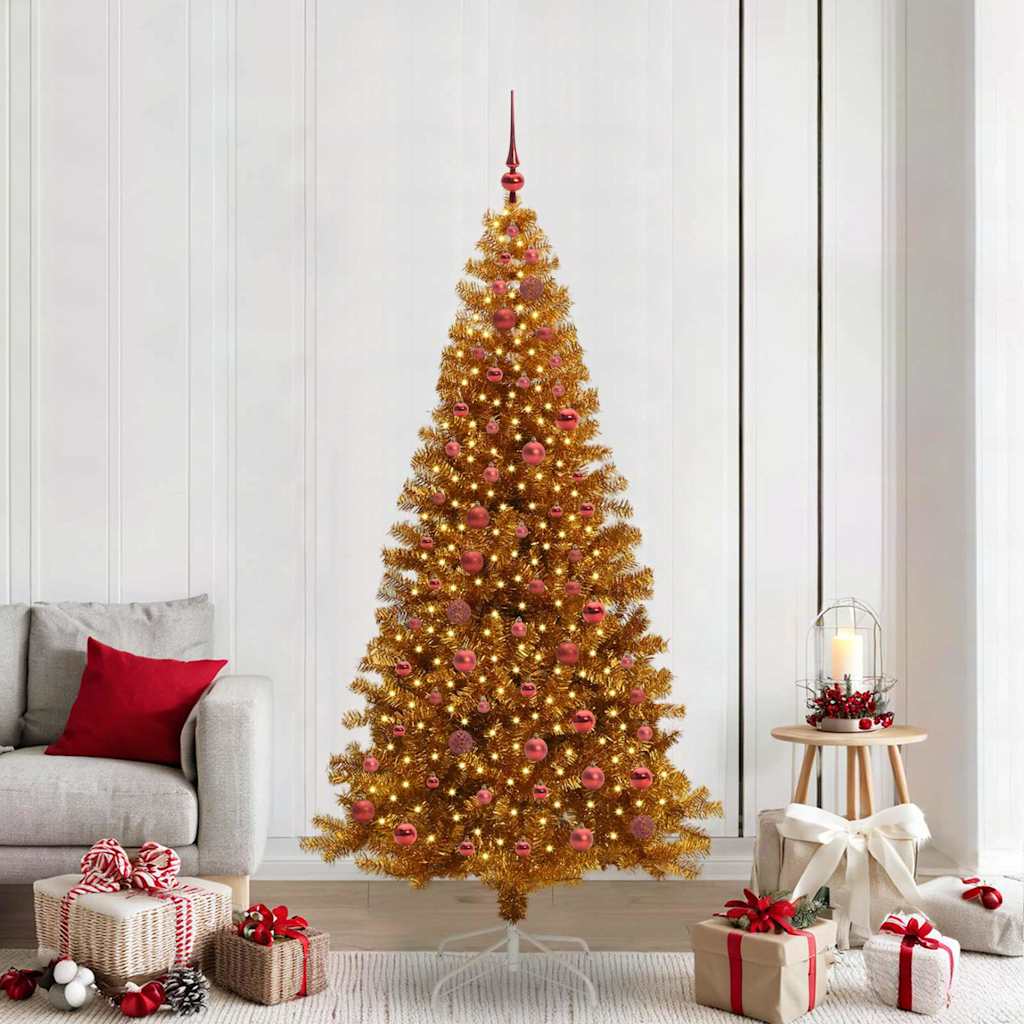 Christmas Tree with 300 LEDs with Stand Gold 210 cm PET