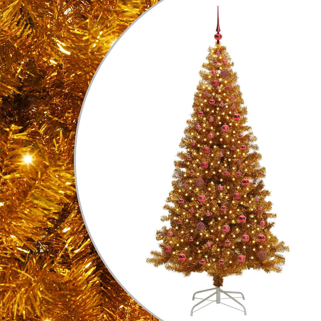 Christmas Tree with 300 LEDs with Stand Gold 210 cm PET