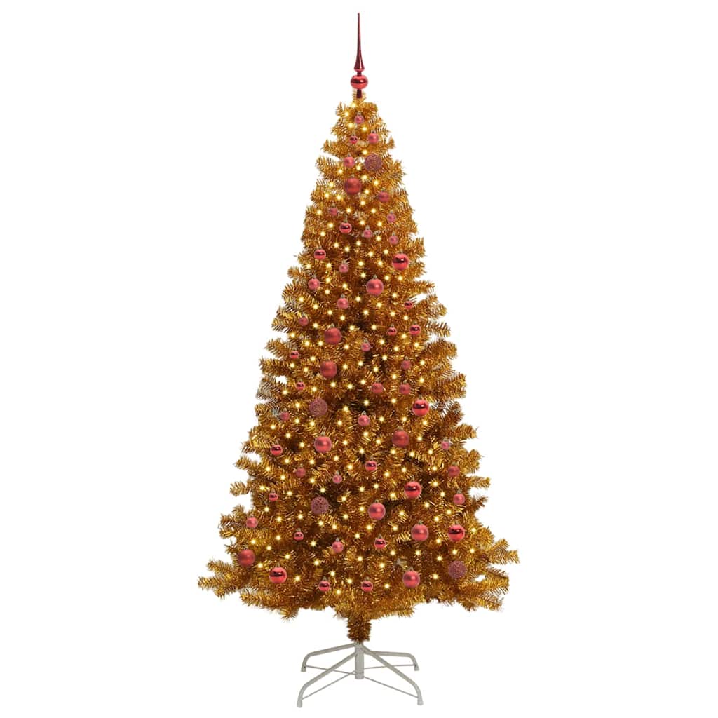 Christmas Tree with 300 LEDs with Stand Gold 210 cm PET