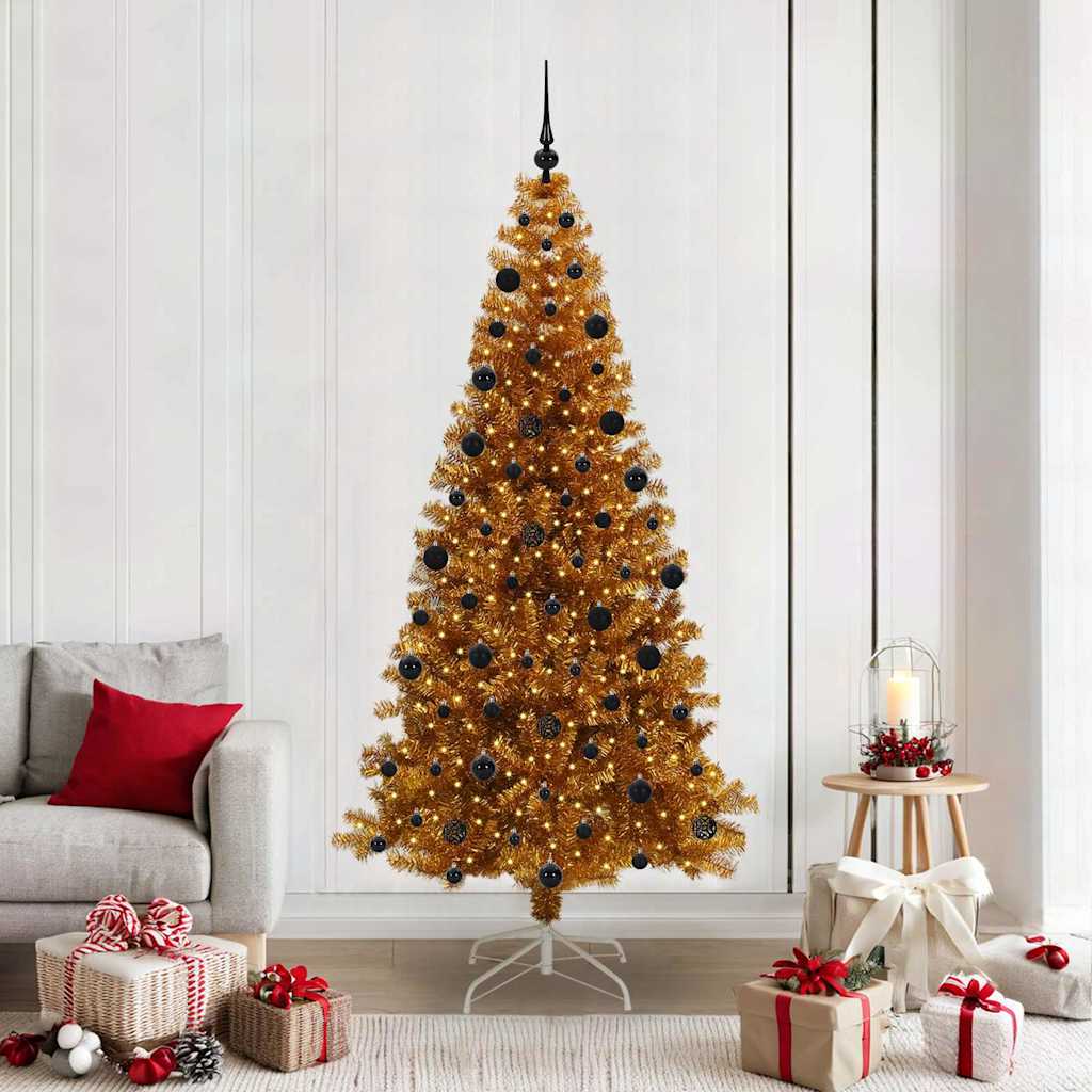 Christmas Tree with 300 LEDs with Stand Gold 210 cm PET