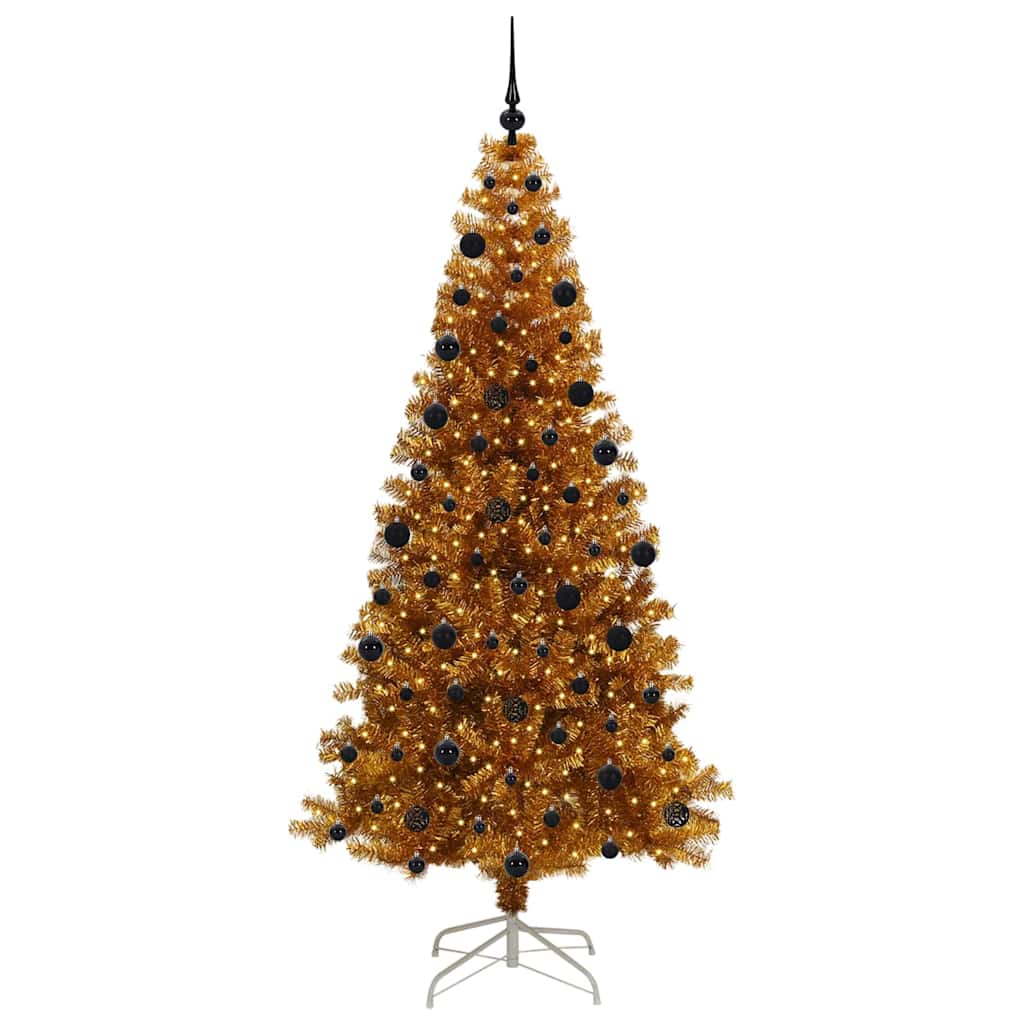 Christmas Tree with 300 LEDs with Stand Gold 210 cm PET