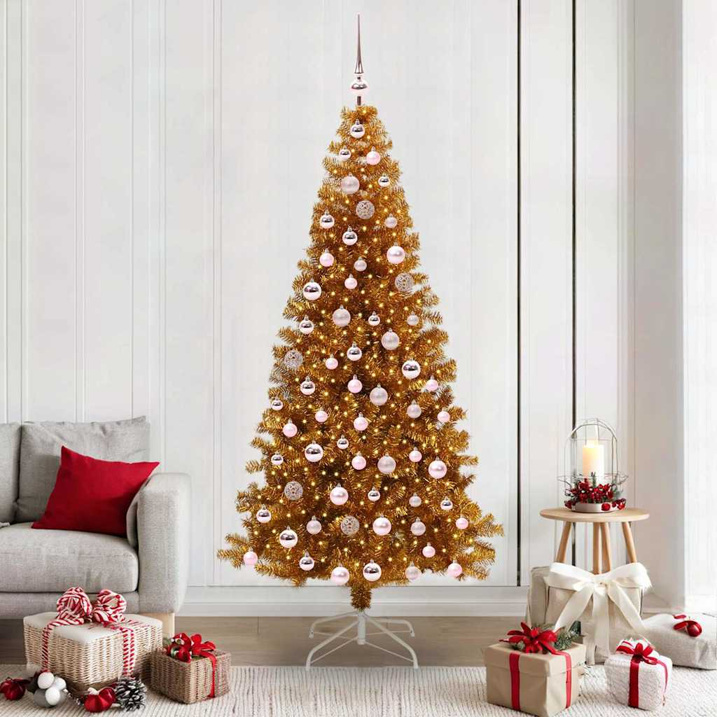 Christmas Tree with 300 LEDs with Stand Gold 210 cm PET