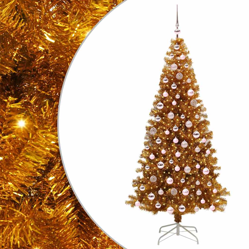 Christmas Tree with 300 LEDs with Stand Gold 210 cm PET