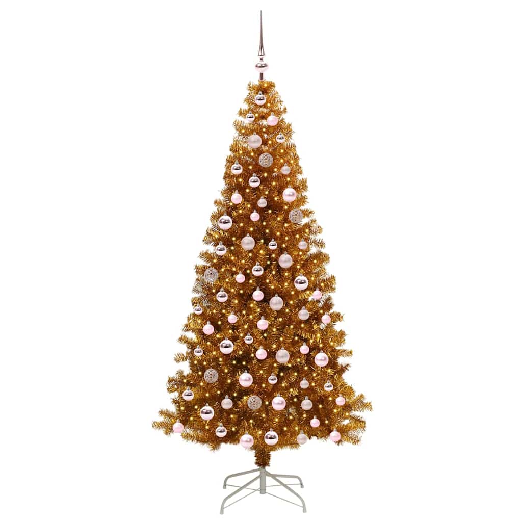 Christmas Tree with 300 LEDs with Stand Gold 210 cm PET