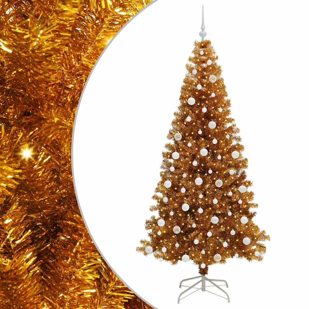 Christmas Tree with 300 LEDs with Stand Gold 210 cm PET