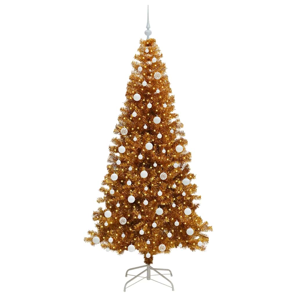 Christmas Tree with 300 LEDs with Stand Gold 210 cm PET