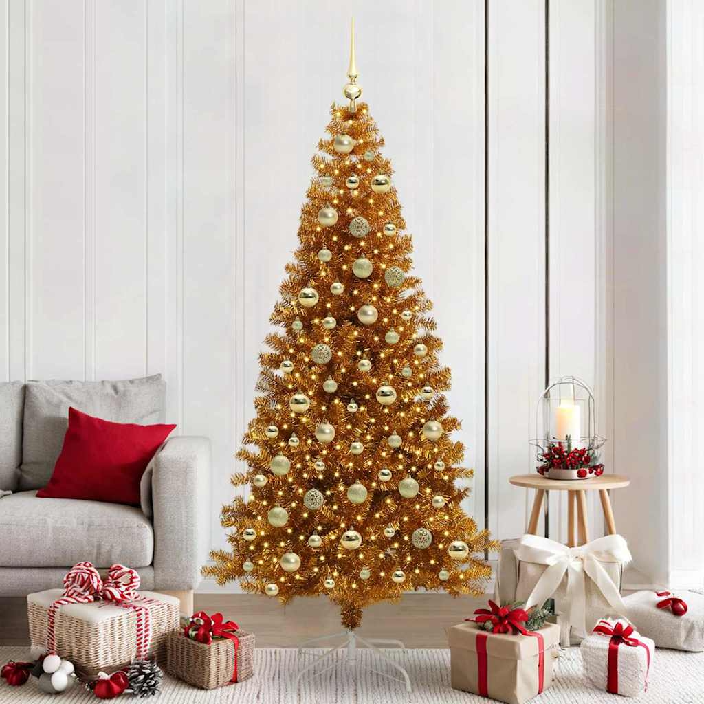 Christmas Tree with 300 LEDs with Stand Gold 210 cm PET