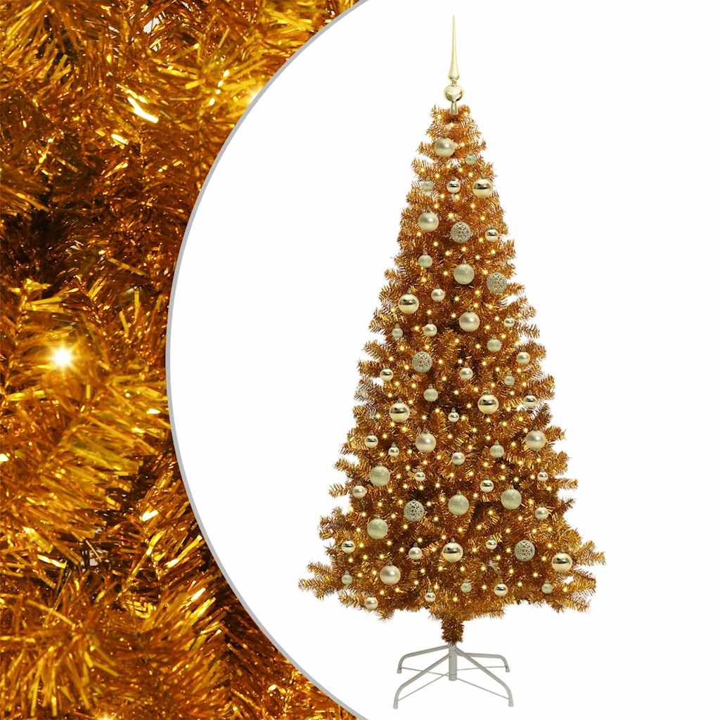 Christmas Tree with 300 LEDs with Stand Gold 210 cm PET