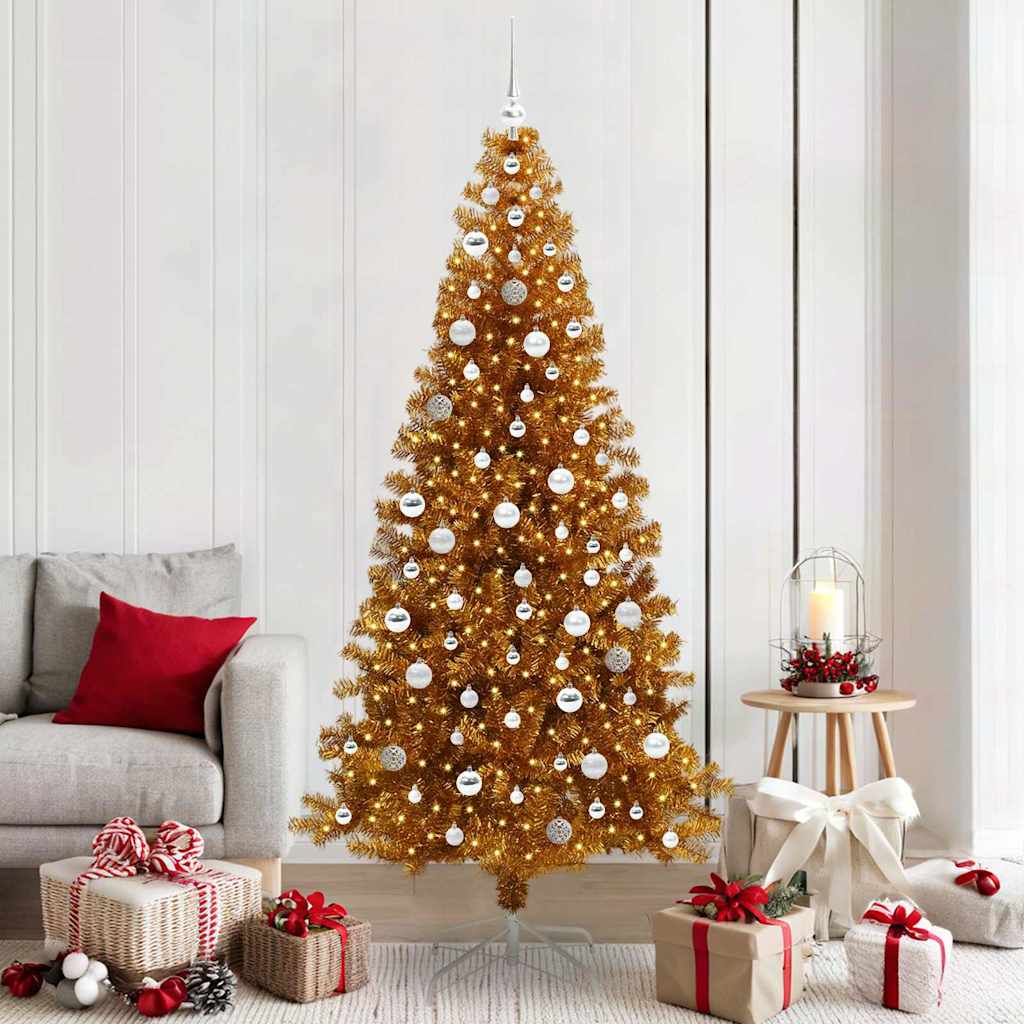 Christmas Tree with 300 LEDs with Stand Gold 210 cm PET