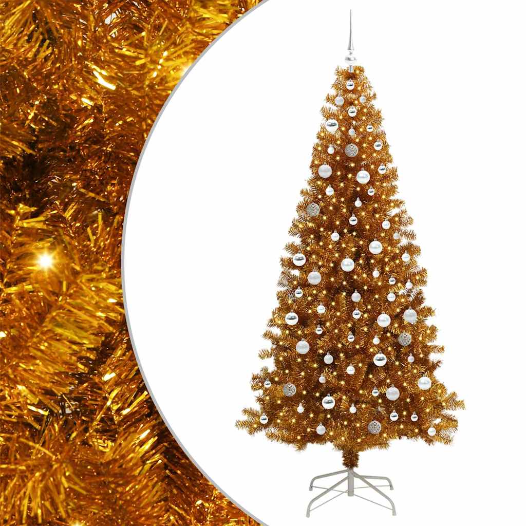 Christmas Tree with 300 LEDs with Stand Gold 210 cm PET