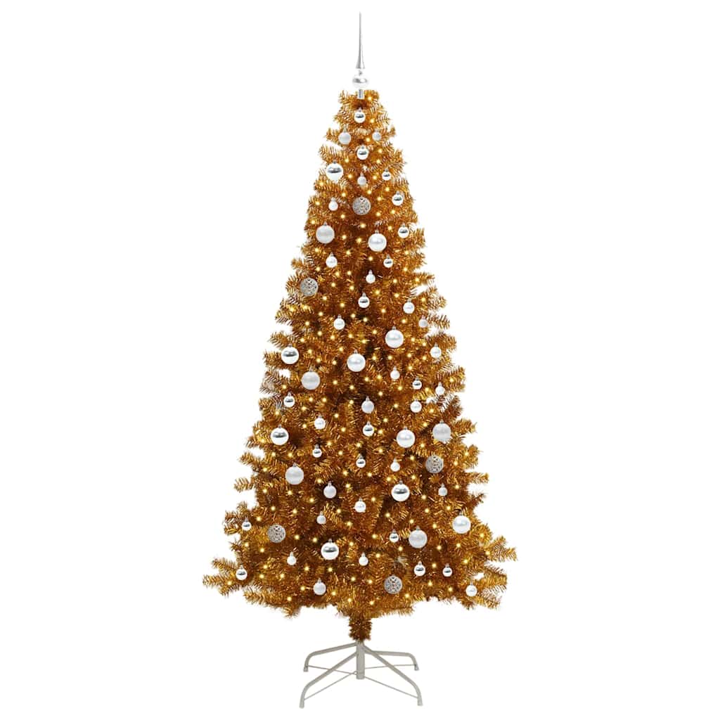Christmas Tree with 300 LEDs with Stand Gold 210 cm PET