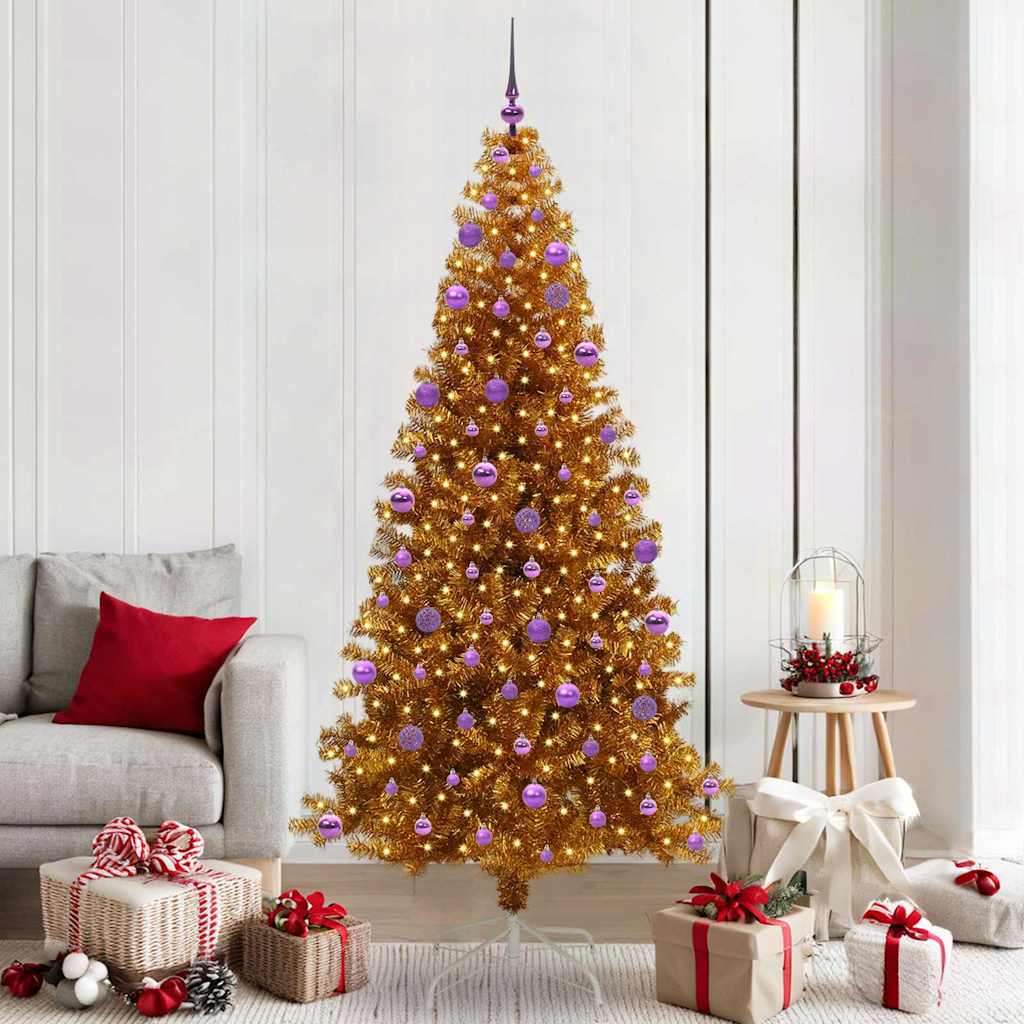 Christmas Tree with 300 LEDs with Stand Gold 210 cm PET