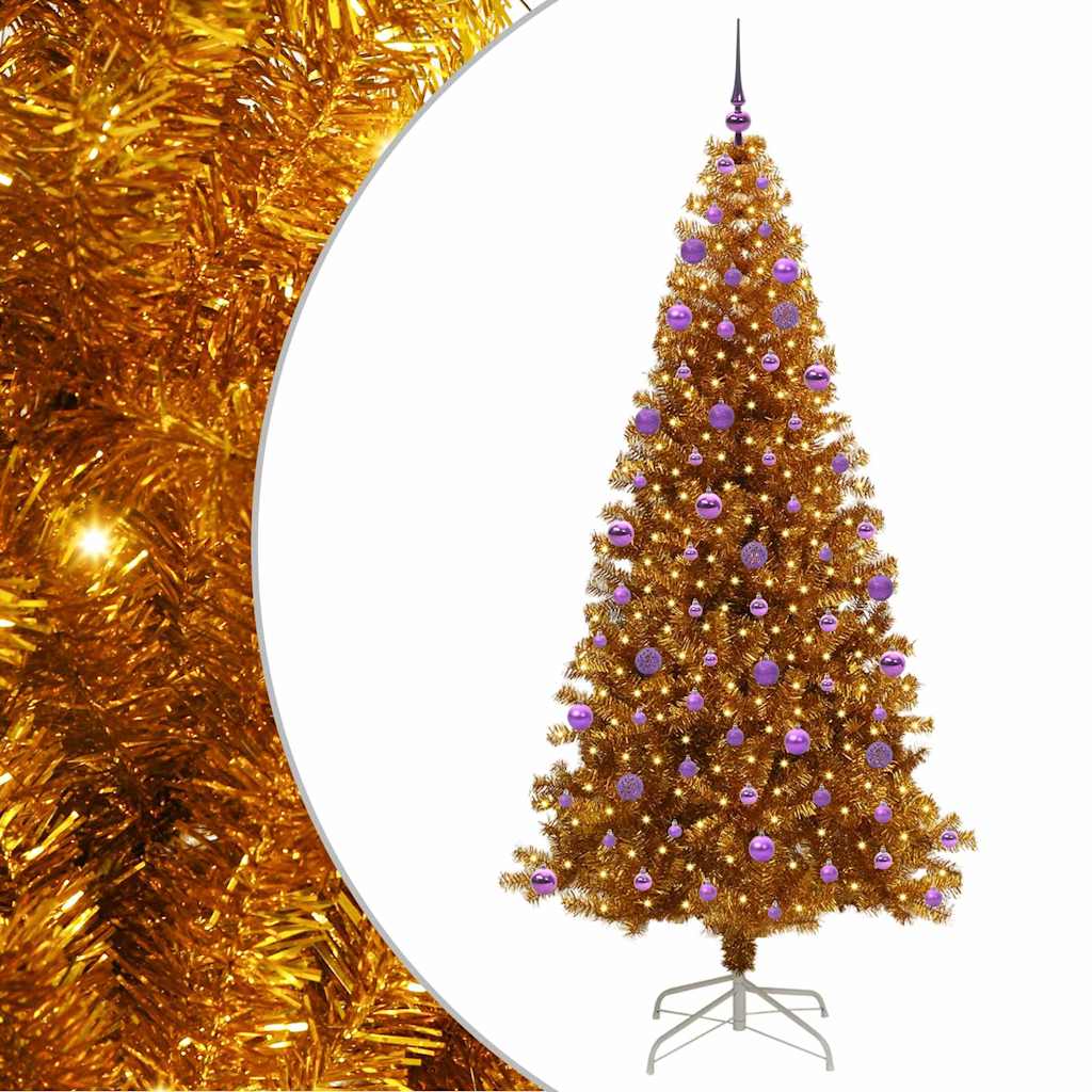 Christmas Tree with 300 LEDs with Stand Gold 210 cm PET