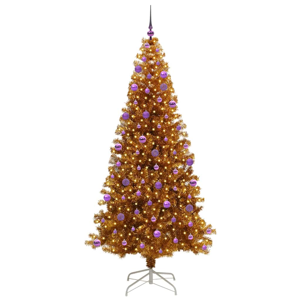 Christmas Tree with 300 LEDs with Stand Gold 210 cm PET