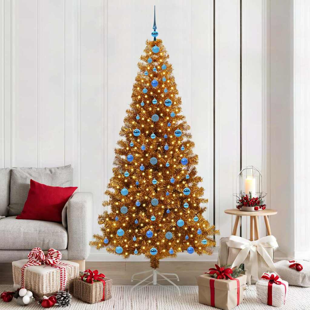 Christmas Tree with 300 LEDs with Stand Gold 210 cm PET