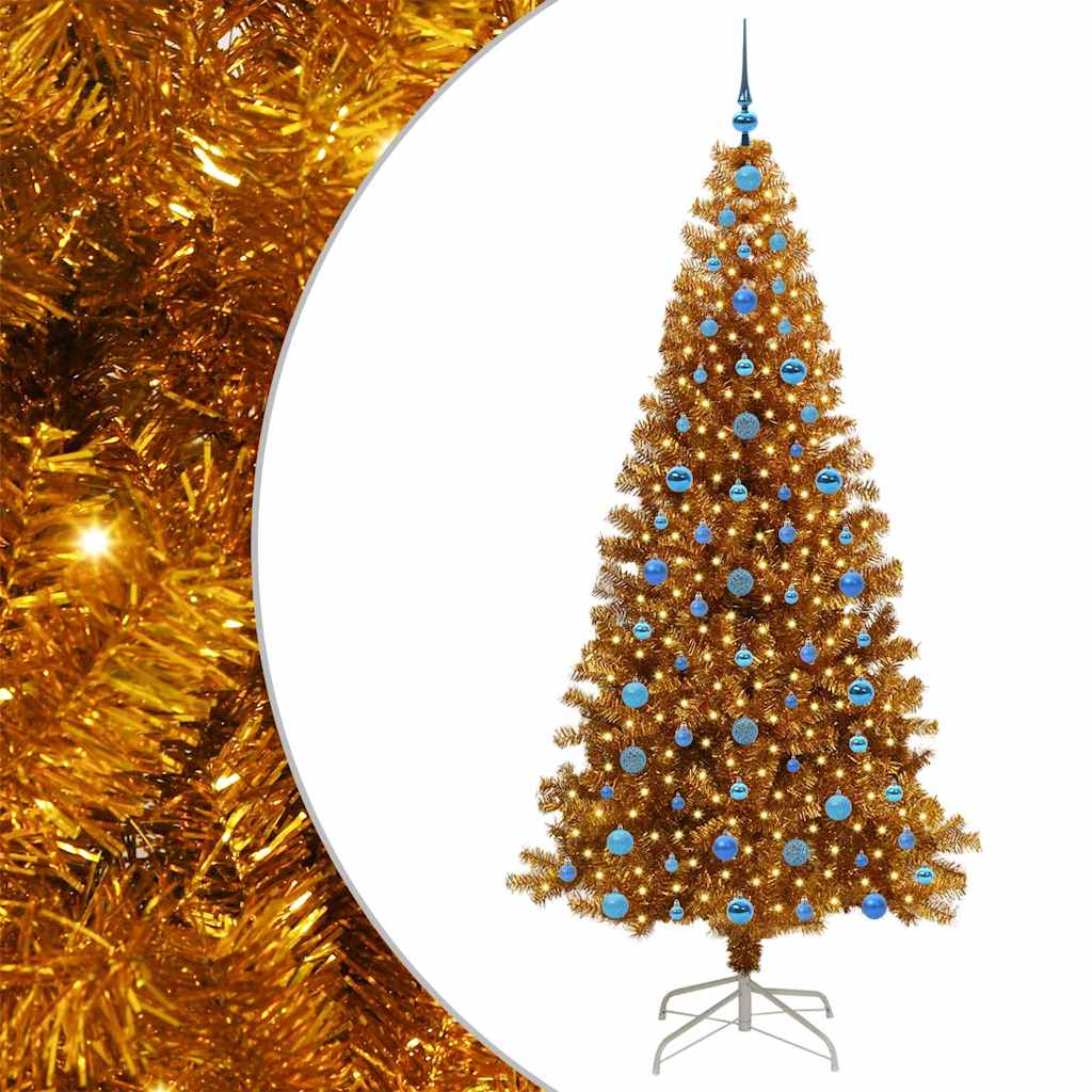 Christmas Tree with 300 LEDs with Stand Gold 210 cm PET