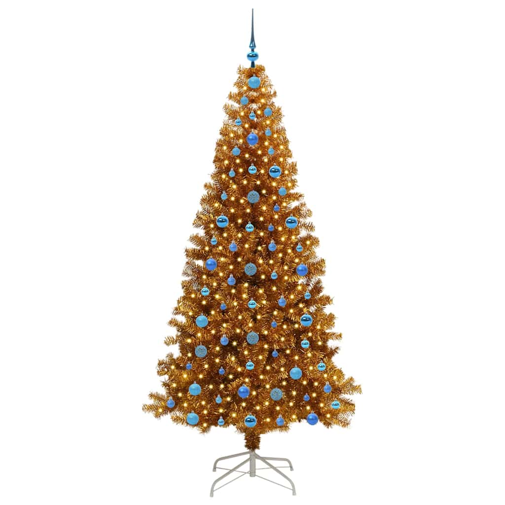 Christmas Tree with 300 LEDs with Stand Gold 210 cm PET