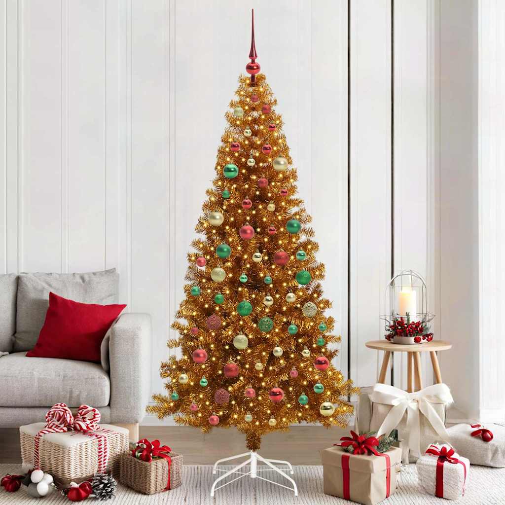 Christmas Tree with 300 LEDs with Stand Gold 210 cm PET