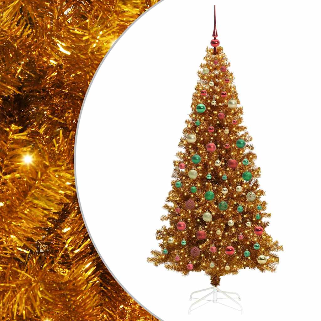 Christmas Tree with 300 LEDs with Stand Gold 210 cm PET