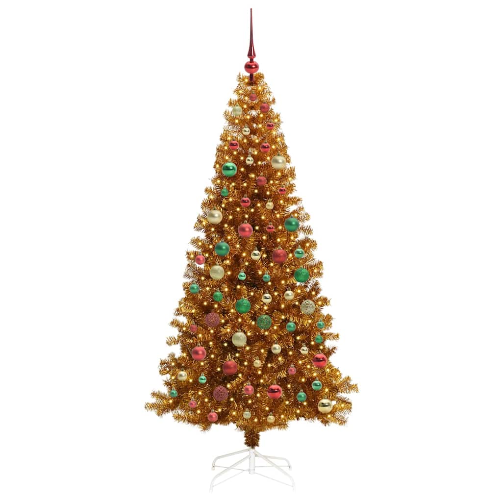 Christmas Tree with 300 LEDs with Stand Gold 210 cm PET