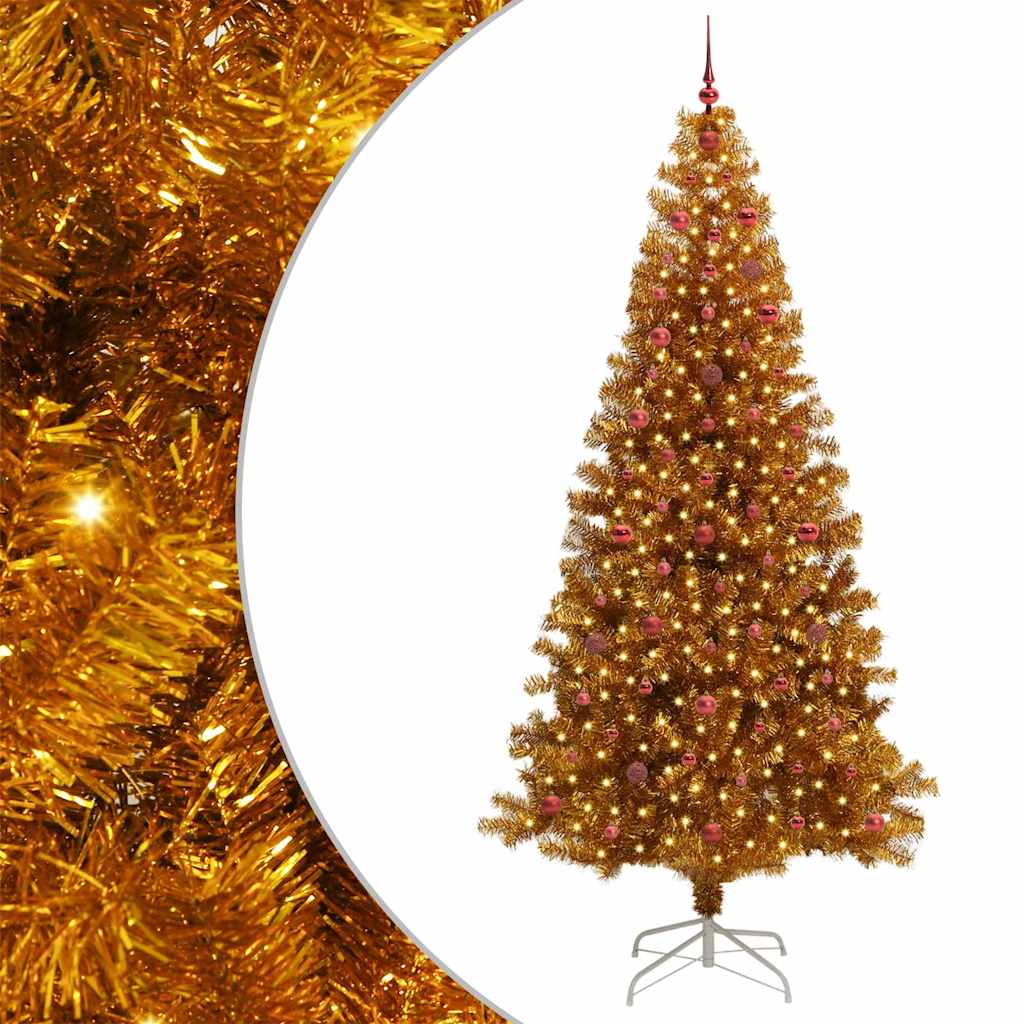 Christmas Tree with 300 LEDs with Stand Gold 240 cm PET