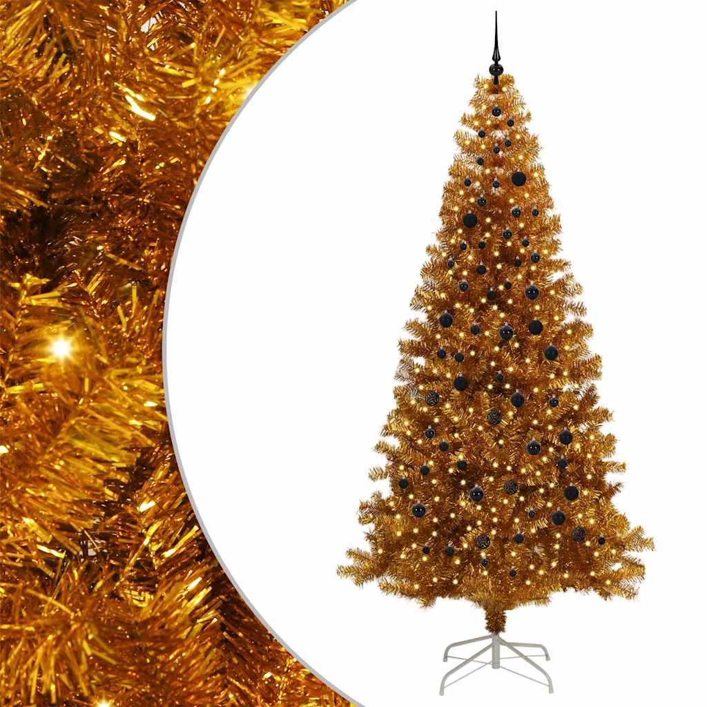 Christmas Tree with 300 LEDs with Stand Gold 240 cm PET