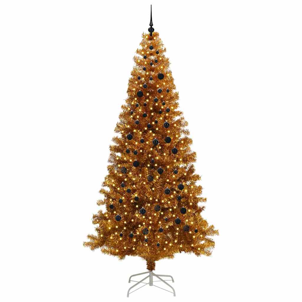 Christmas Tree with 300 LEDs with Stand Gold 240 cm PET