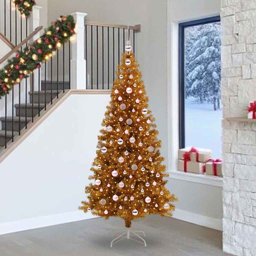Christmas Tree with 300 LEDs with Stand Gold 240 cm PET