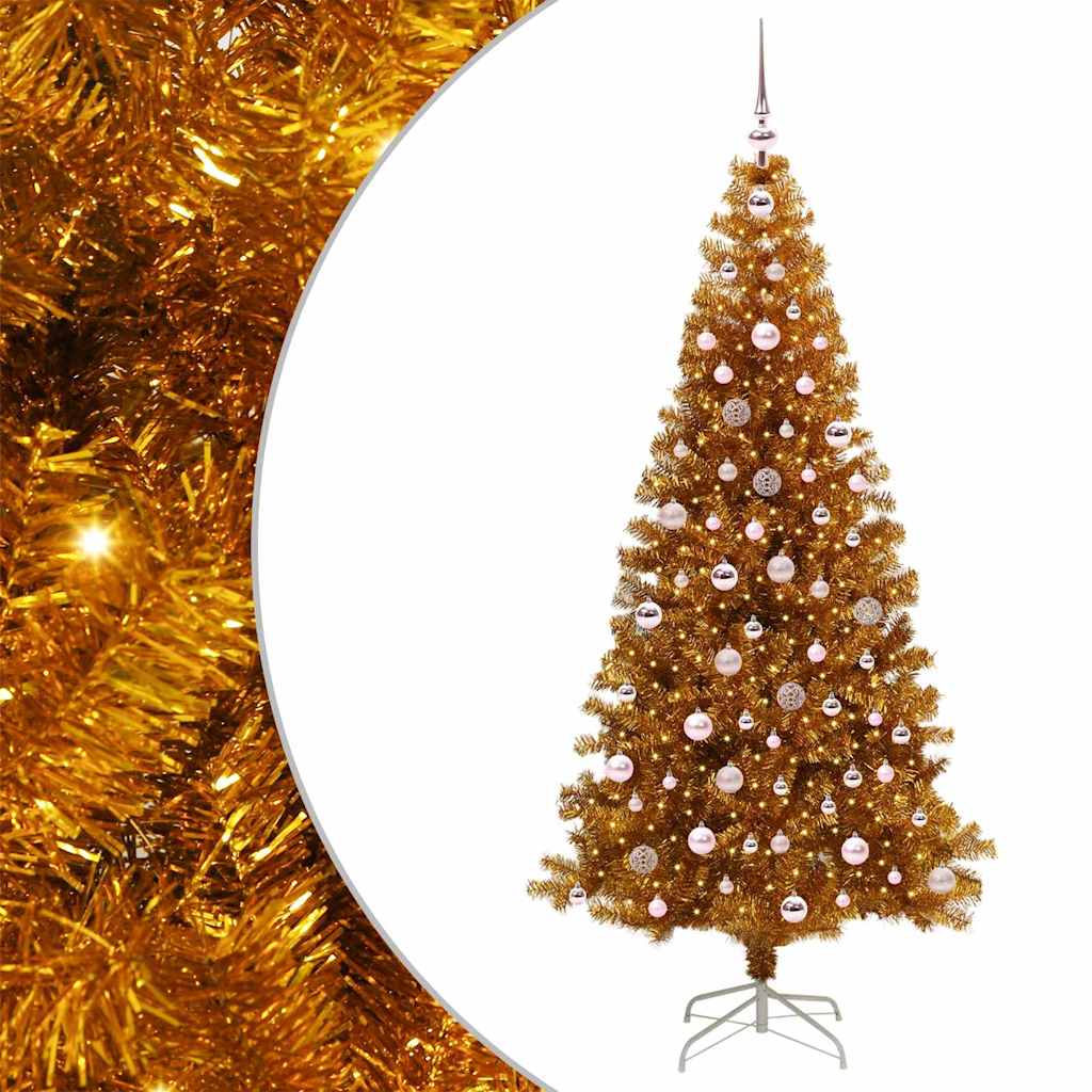 Christmas Tree with 300 LEDs with Stand Gold 240 cm PET