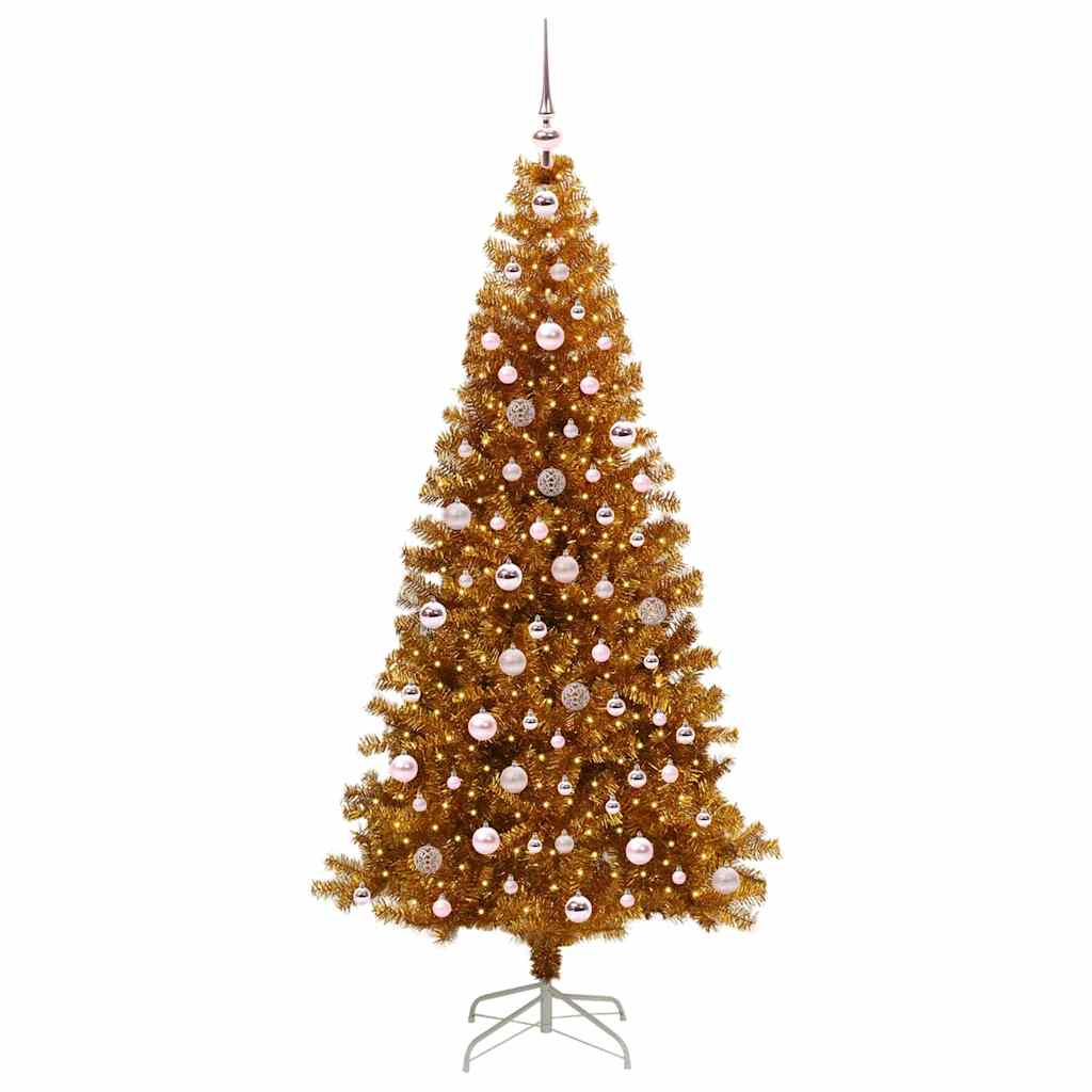 Christmas Tree with 300 LEDs with Stand Gold 240 cm PET