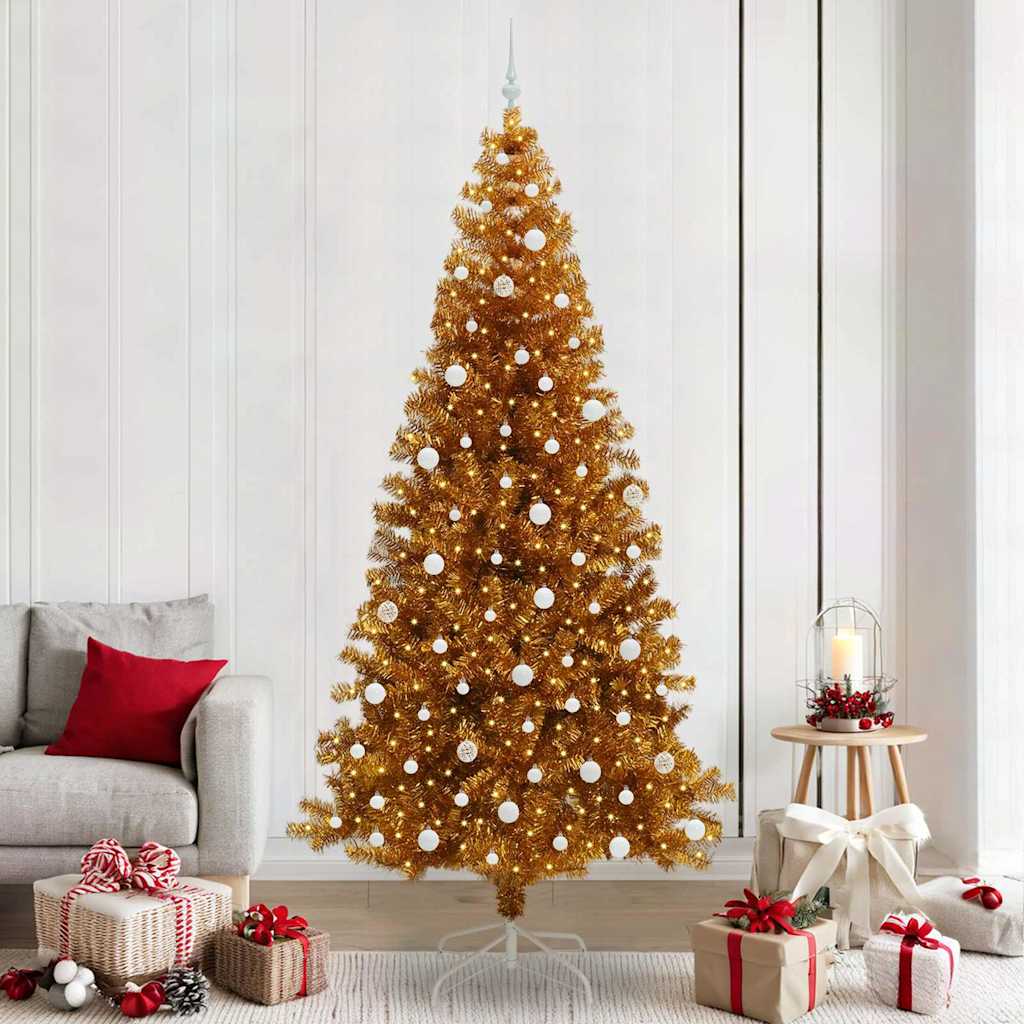 Christmas Tree with 300 LEDs with Stand Gold 240 cm PET