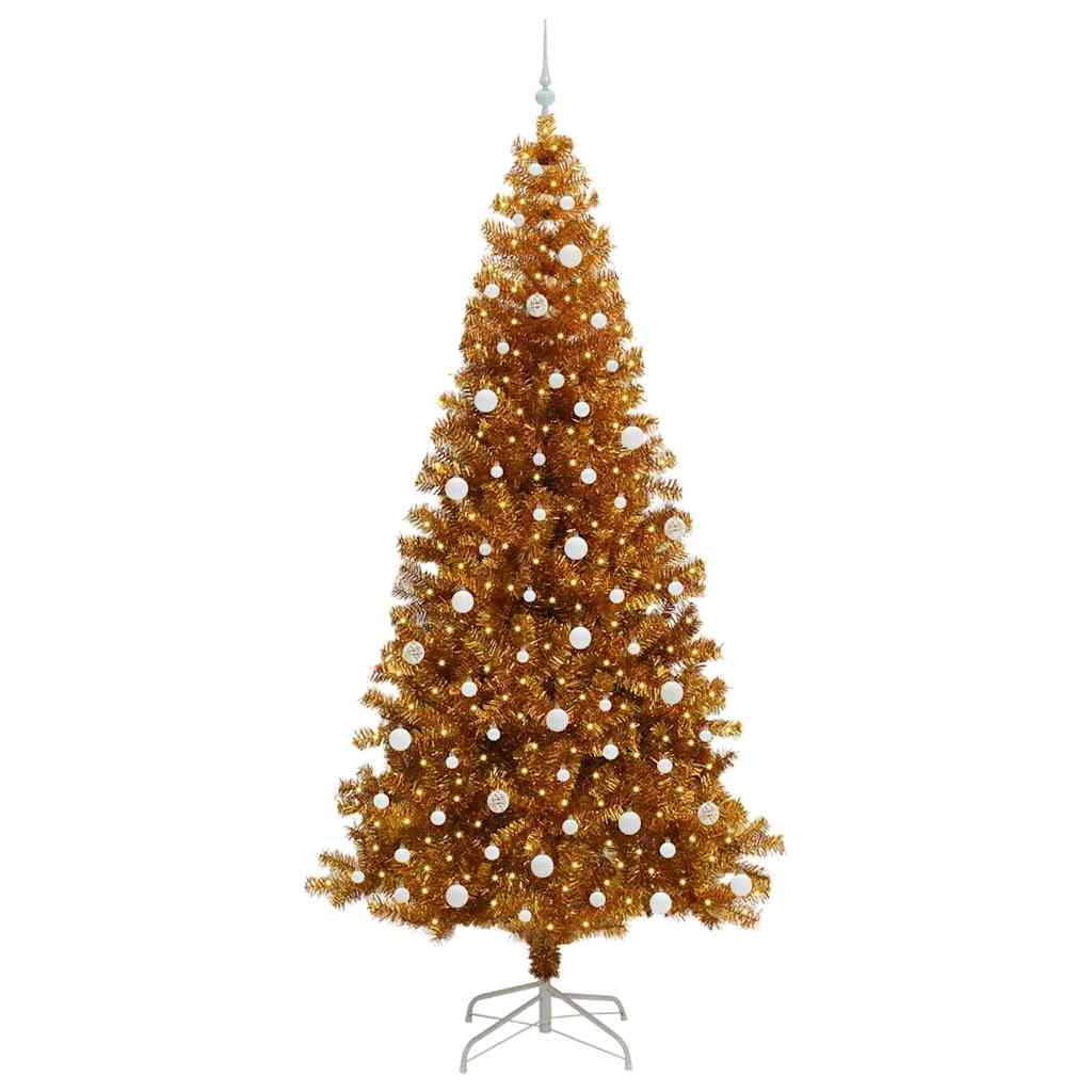 Christmas Tree with 300 LEDs with Stand Gold 240 cm PET