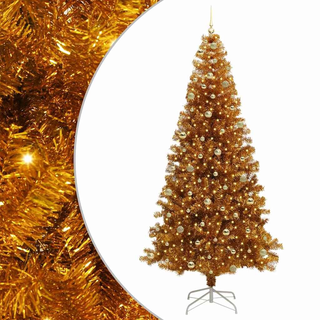 Christmas Tree with 300 LEDs with Stand Gold 240 cm PET