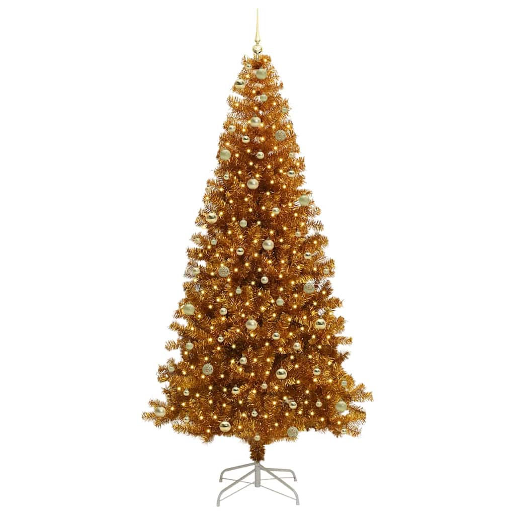 Christmas Tree with 300 LEDs with Stand Gold 240 cm PET