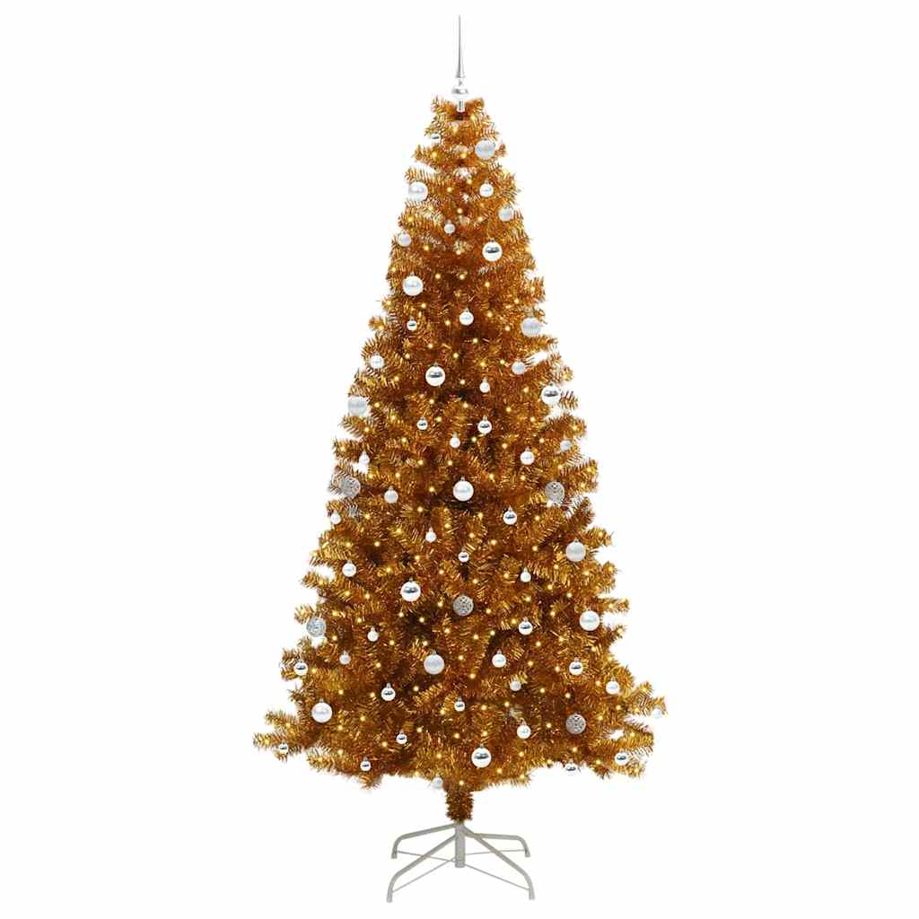 Christmas Tree with 300 LEDs with Stand Gold 240 cm PET
