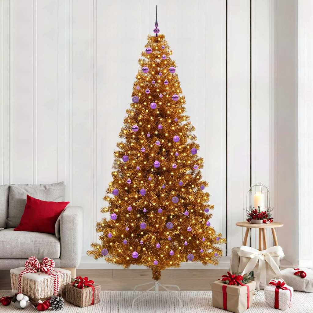 Christmas Tree with 300 LEDs with Stand Gold 240 cm PET