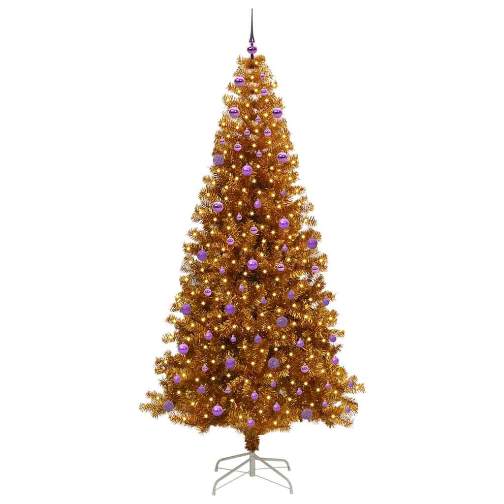 Christmas Tree with 300 LEDs with Stand Gold 240 cm PET