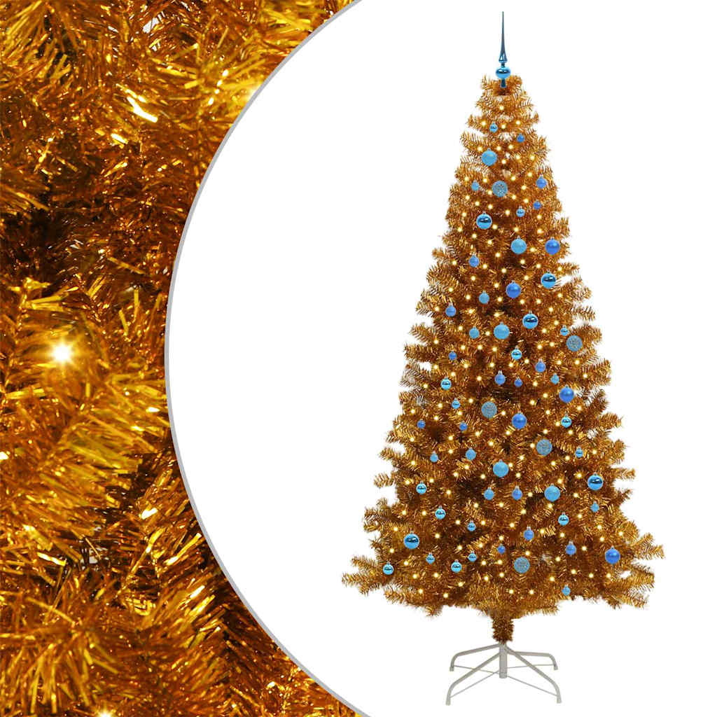 Christmas Tree with 300 LEDs with Stand Gold 240 cm PET