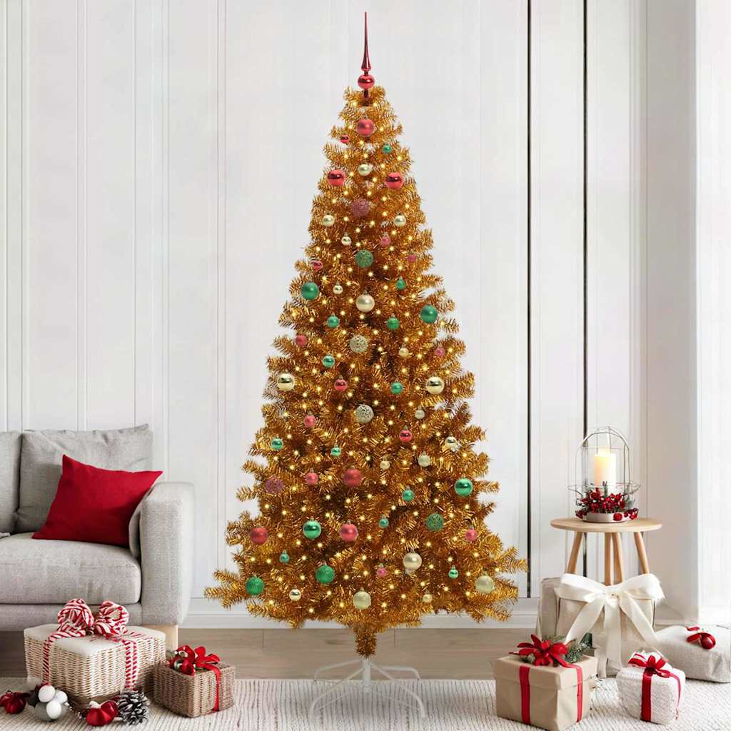 Christmas Tree with 300 LEDs with Stand Gold 240 cm PET