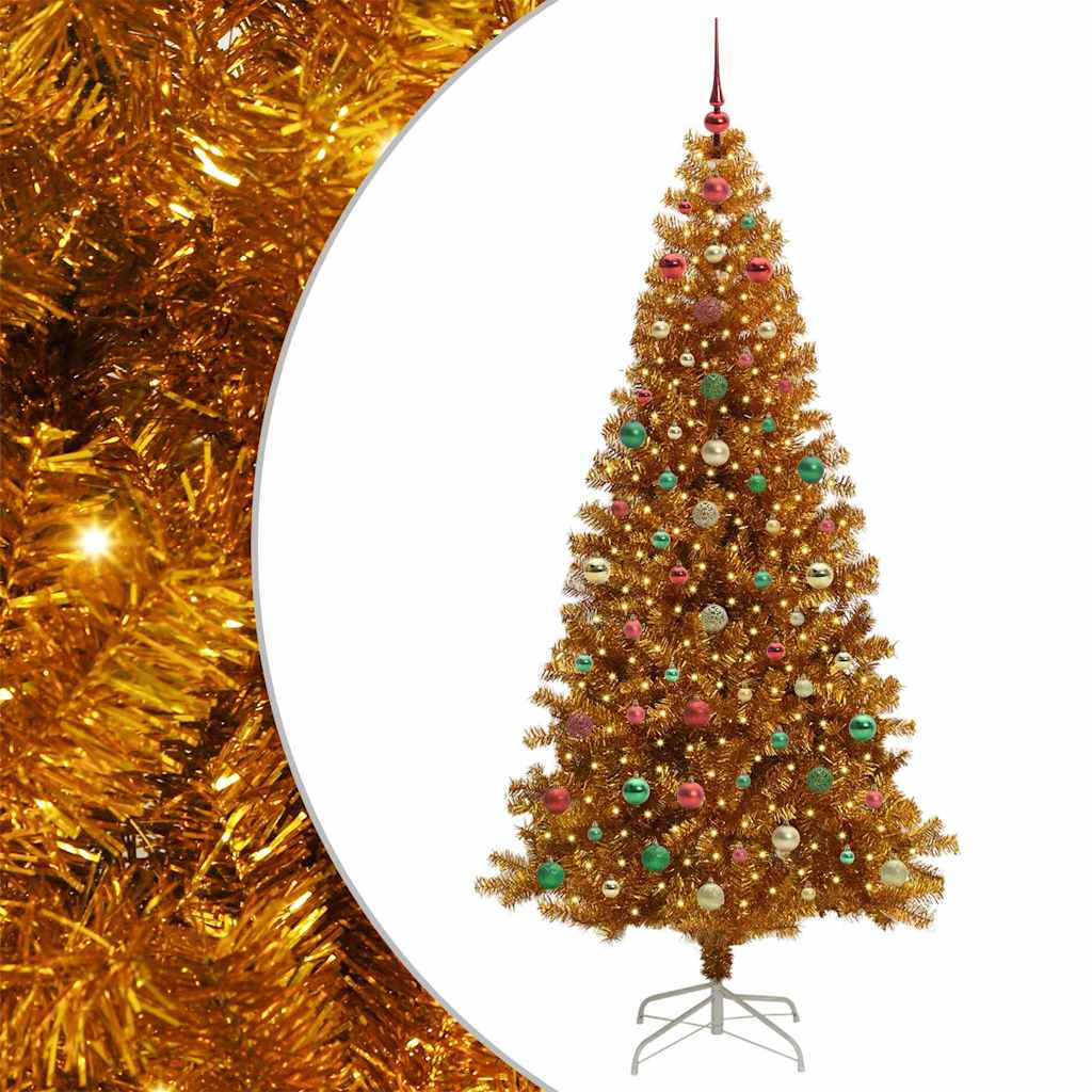 Christmas Tree with 300 LEDs with Stand Gold 240 cm PET