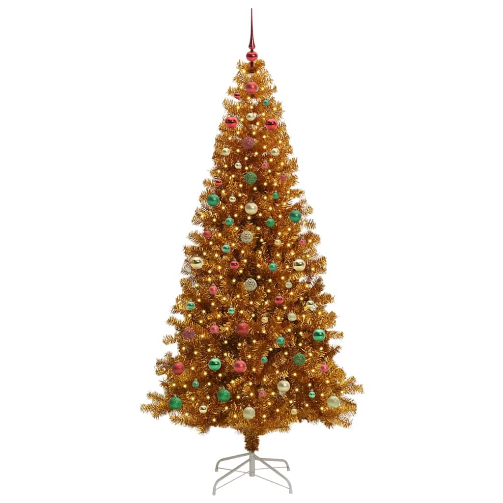 Christmas Tree with 300 LEDs with Stand Gold 240 cm PET