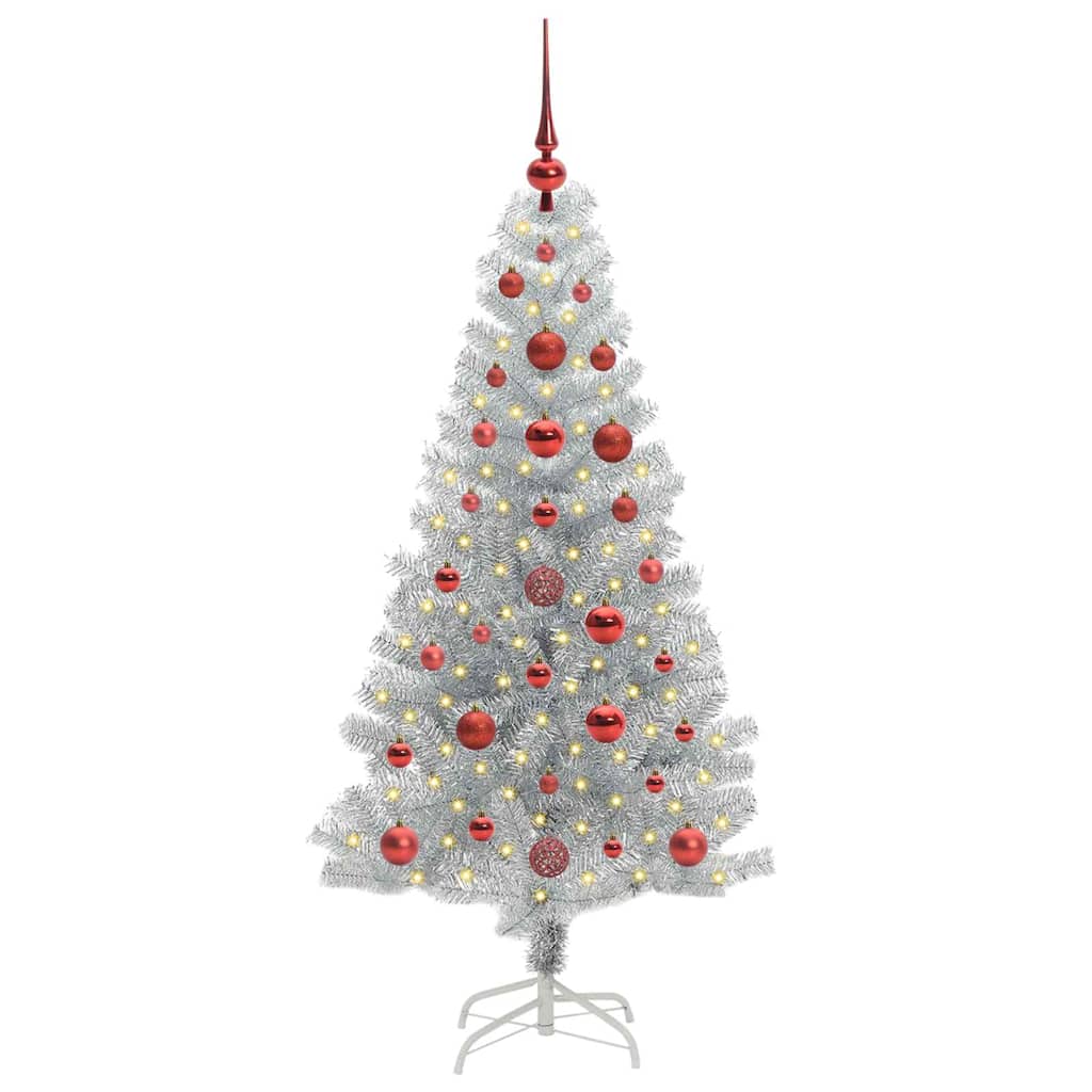 Christmas Tree with 150 LEDs with Stand Silver 120 cm PET