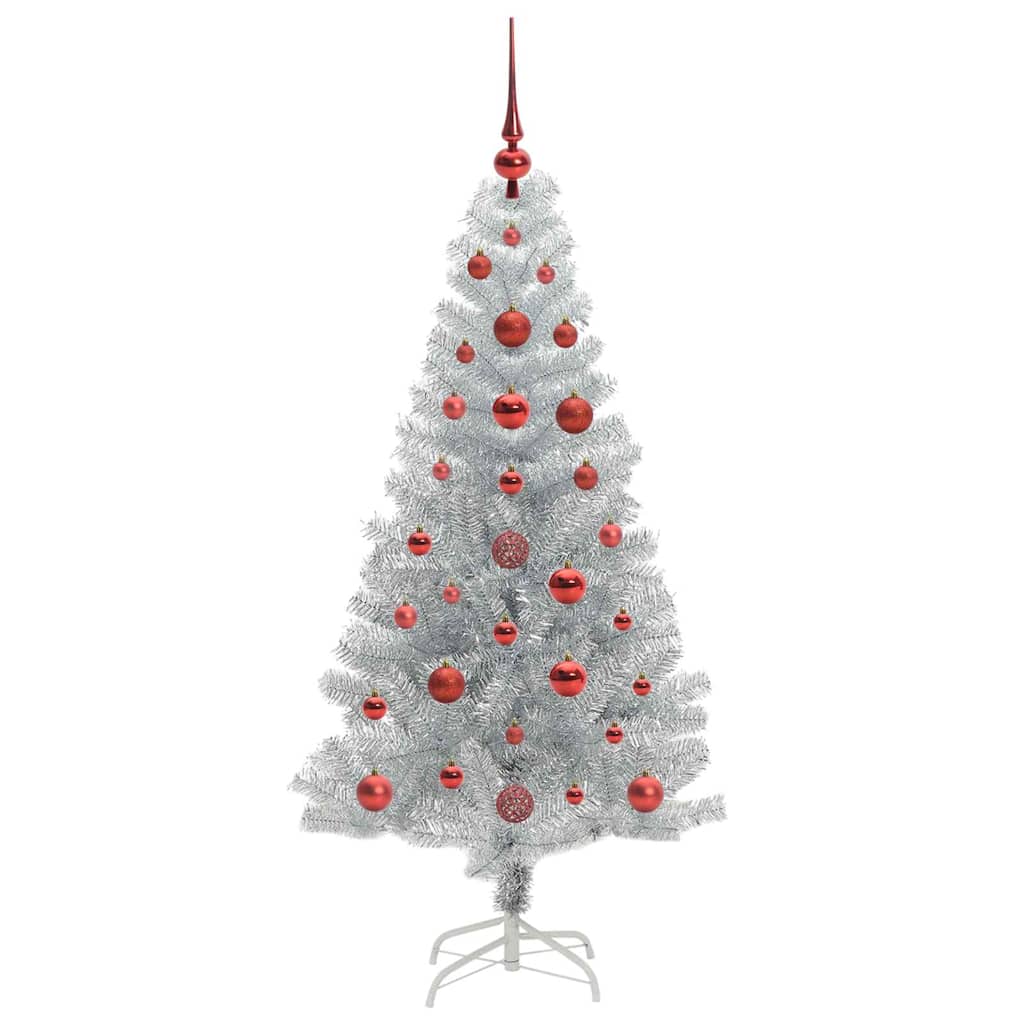 Christmas Tree with 150 LEDs with Stand Silver 120 cm PET