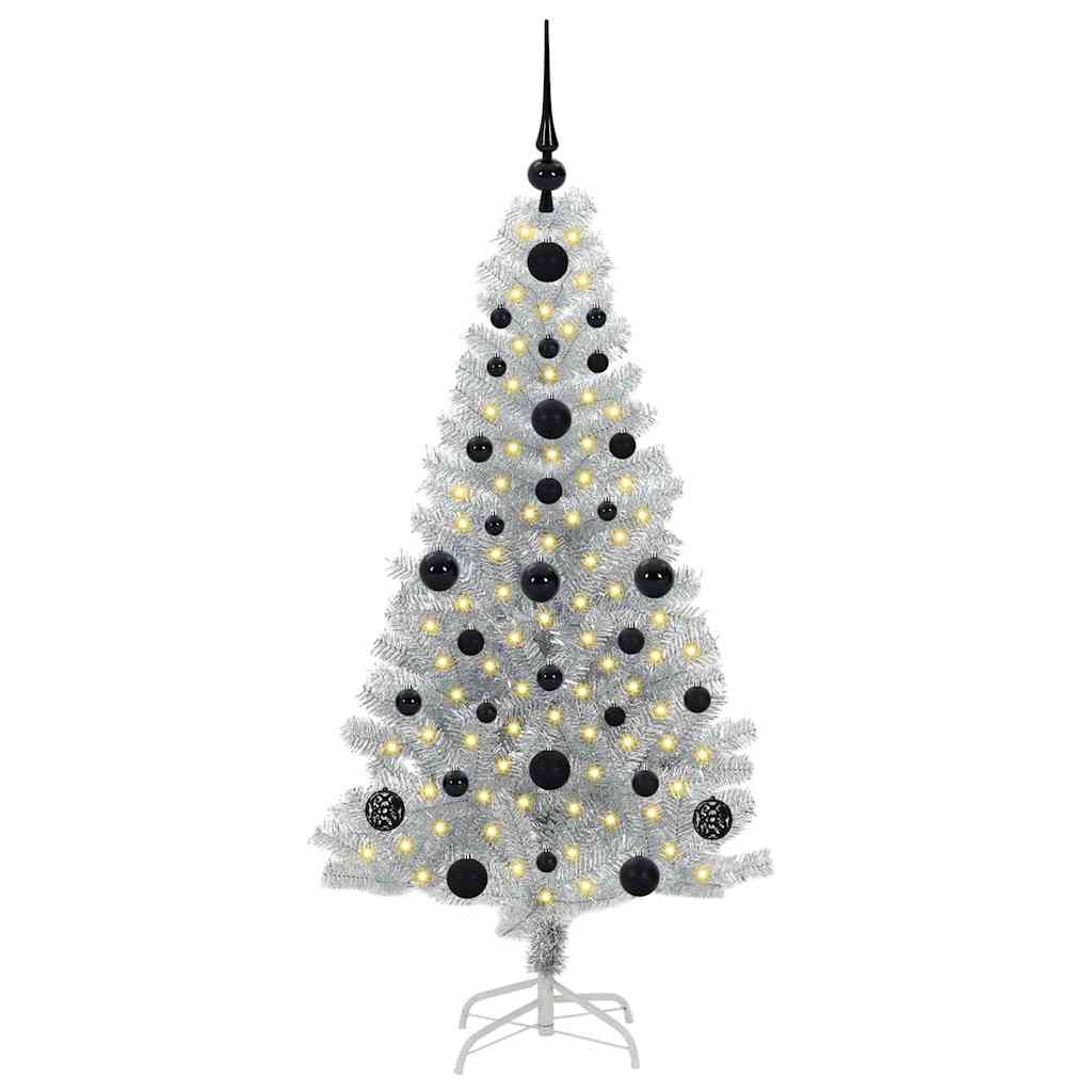 Christmas Tree with 150 LEDs with Stand Silver 120 cm PET
