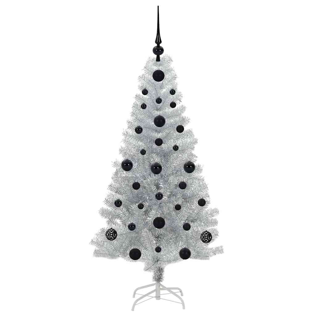 Christmas Tree with 150 LEDs with Stand Silver 120 cm PET