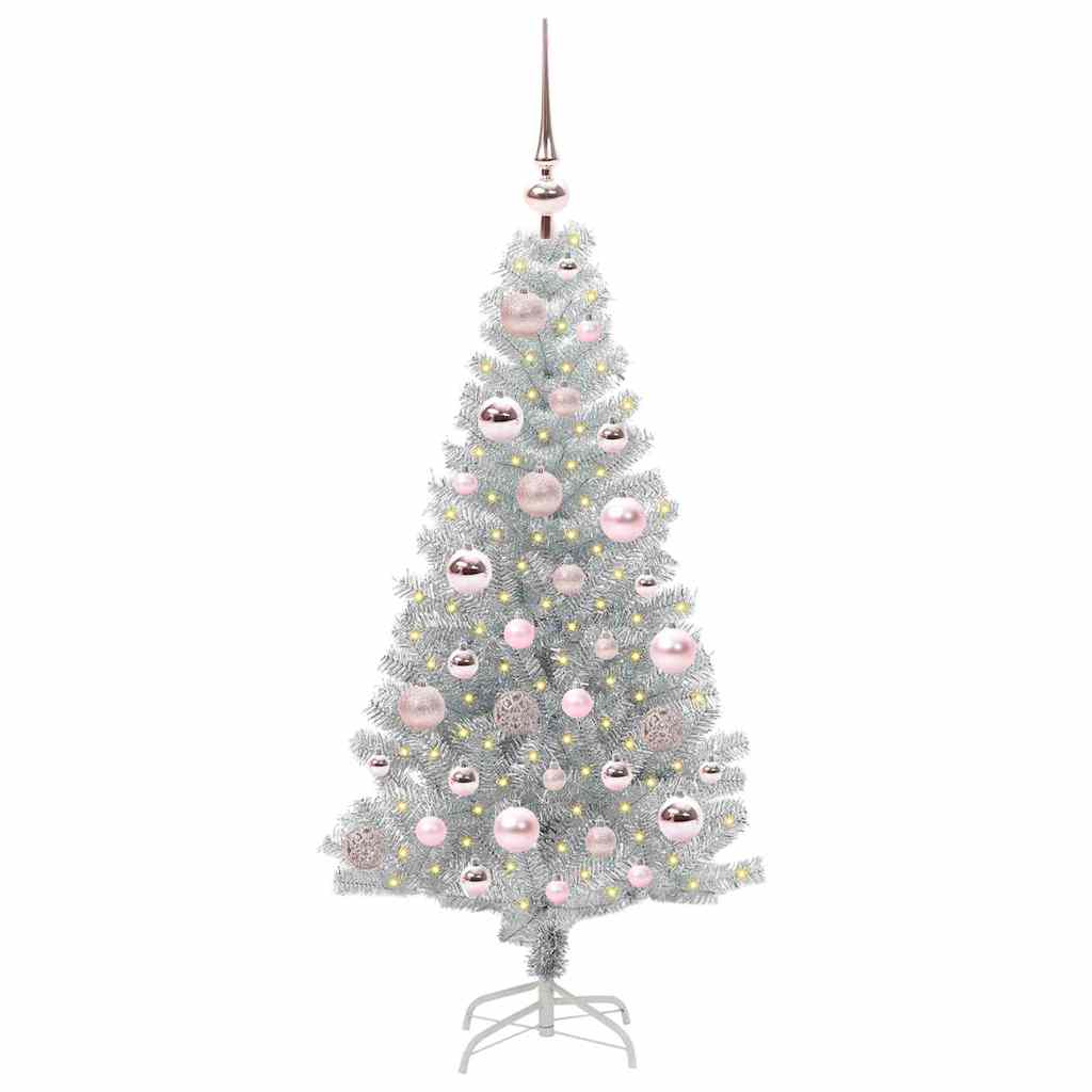 Christmas Tree with 150 LEDs with Stand Silver 120 cm PET